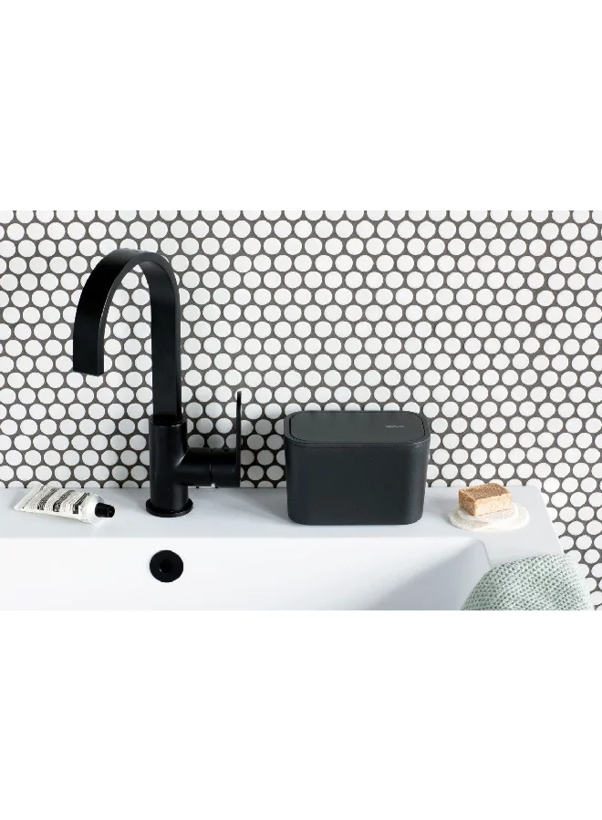 brabantia Mindset Textured Feel Non Scratching Swing Lid Bathroom Waste Caddy Dark Grey 9.9 x 15 x 8.6 cm 303364
