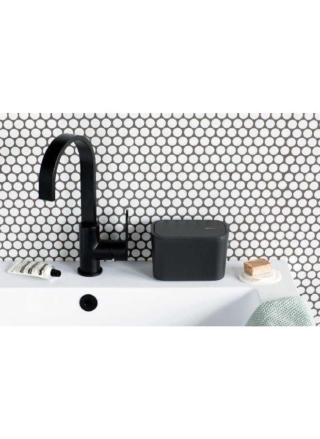 brabantia Mindset Textured Feel Non Scratching Swing Lid Bathroom Waste Caddy Dark Grey 9.9 x 15 x 8.6 cm 303364  - Image 2