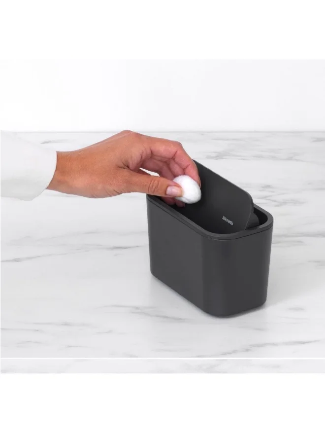 brabantia Mindset Textured Feel Non Scratching Swing Lid Bathroom Waste Caddy Dark Grey 9.9 x 15 x 8.6 cm 303364