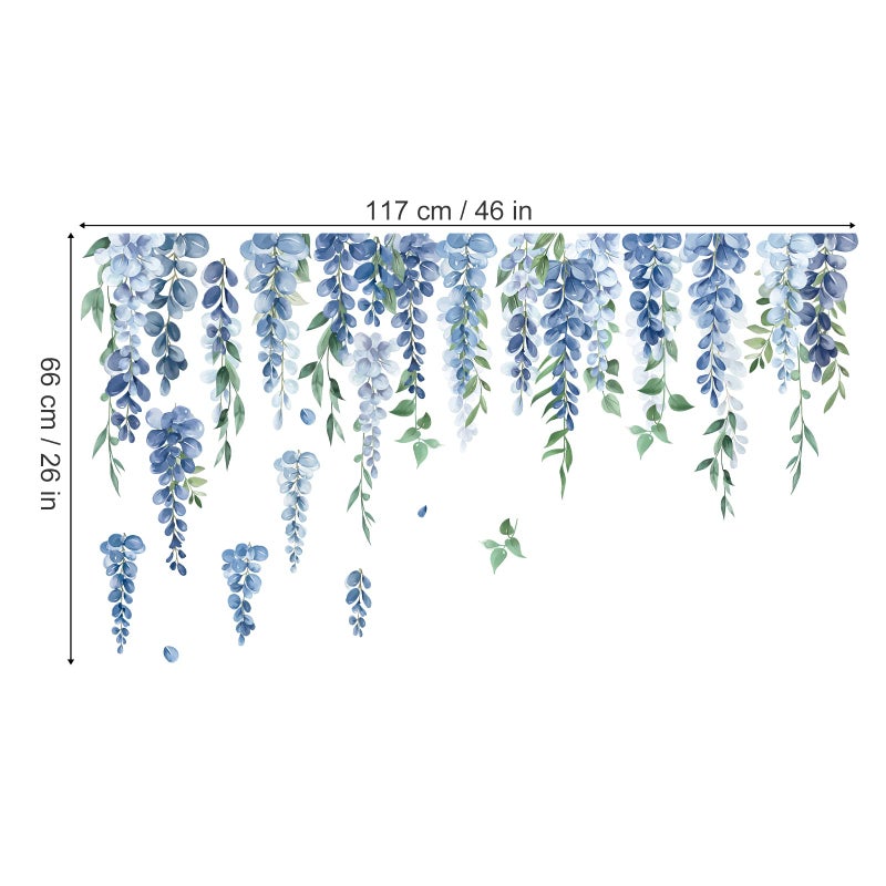 Decalmile Blue Flower Double Sided Window Clings Hanging Vine Floral Leaf Window Decals Anti-Collision Glass Doors Window Stickers Gift For Mom - Image 5