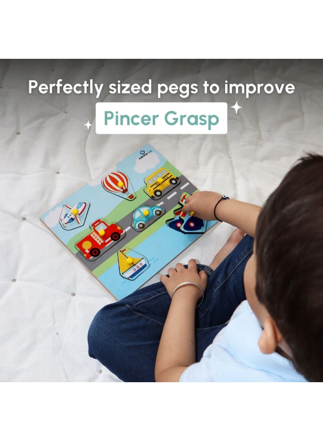 Curious Cub Wooden Vehicle Pegged Puzzle Game  Vehicle Themed Peg Board  Sorting Toy For Kids 1.5 Yrs+Screen Free Activities For KidsShape Matching Game For Toddlers Ideal Educational Toys Gift - Image 3