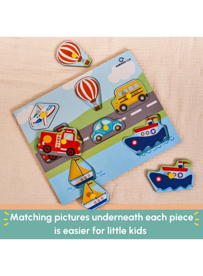 Curious Cub Wooden Vehicle Pegged Puzzle Game  Vehicle Themed Peg Board  Sorting Toy For Kids 1.5 Yrs+Screen Free Activities For KidsShape Matching Game For Toddlers Ideal Educational Toys Gift - Image 2