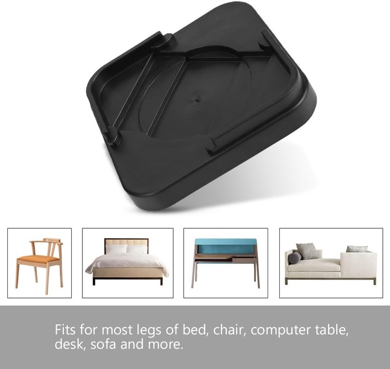 كلاراكو رافعات الأثاث، 8 قطع/مجموعة من رافعات أرجل الأثاث البلاستيكية غير القابلة للانزلاق للطاولة والمكتب والسرير والأريكة والكراسي (أسود) - Image 5