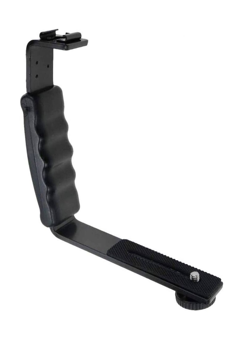 SYOSI Camera L Bracket Mount Video Grip L Bracket with Cold Shoe Mount 1/4'' Tripod Screw Heavy Duty Padded Hand Grip for DSLR Camera Camcorder  - Image 1