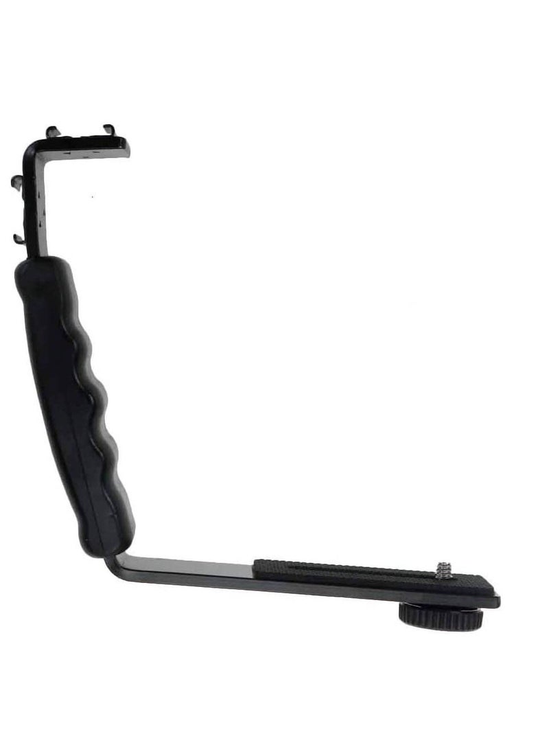 SYOSI Camera L Bracket Mount Video Grip L Bracket with Cold Shoe Mount 1/4'' Tripod Screw Heavy Duty Padded Hand Grip for DSLR Camera Camcorder  - Image 4