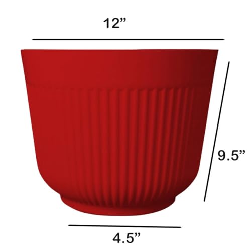 IMAGINEA 12 Inch Flower Pots | Pack of 6 | Big Size Planters Indoor & Outdoor Home Gardening Pots for Plants Plastic Gamla for Flowers, Herbs, Cactus Plant (Red) - Image 2