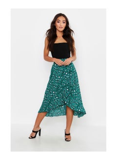 Petite Tie Front Animal Ruffle Midaxi Skirt