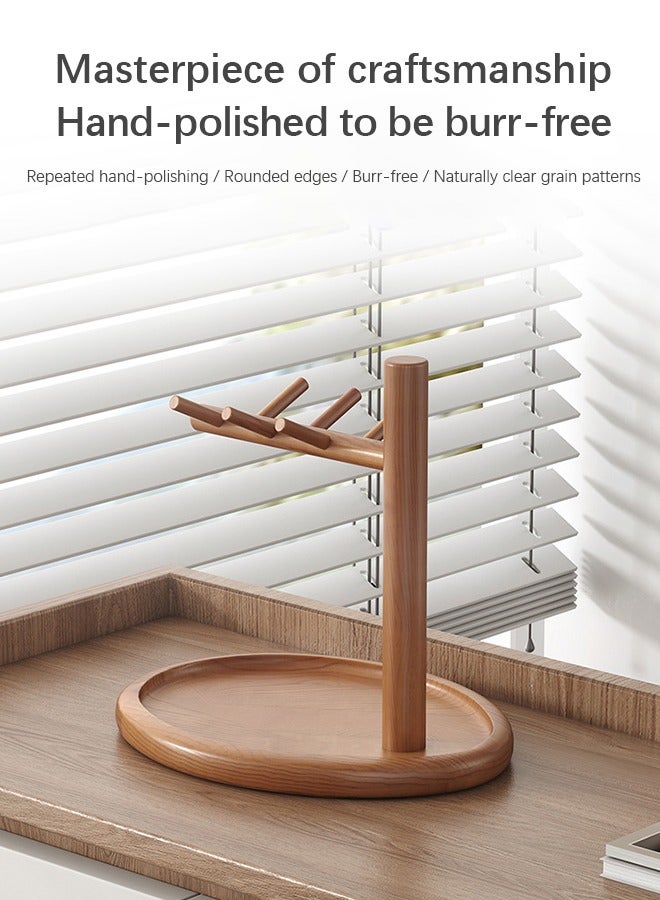 Sunnaltree Key Tray, Wood Key Holder Organizer Rack, Oval Entryway Tray with Hooks for Keys Watches Jewelry, Jewelry Organizer Necklace Stand Holder, Decorative Vanity Tray Organizer for Bedroom - Image 2