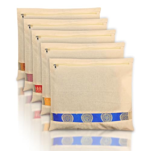 Kuber Industries Clothes Organizer For Wardrobe (Pack of 5) - Single Storage Organizer For Saree | Salwar Suit | Lehenga | Clothes - Dress Organizer For Wardrobe - Single Saree Covers With Zip (Cream) - Image 1