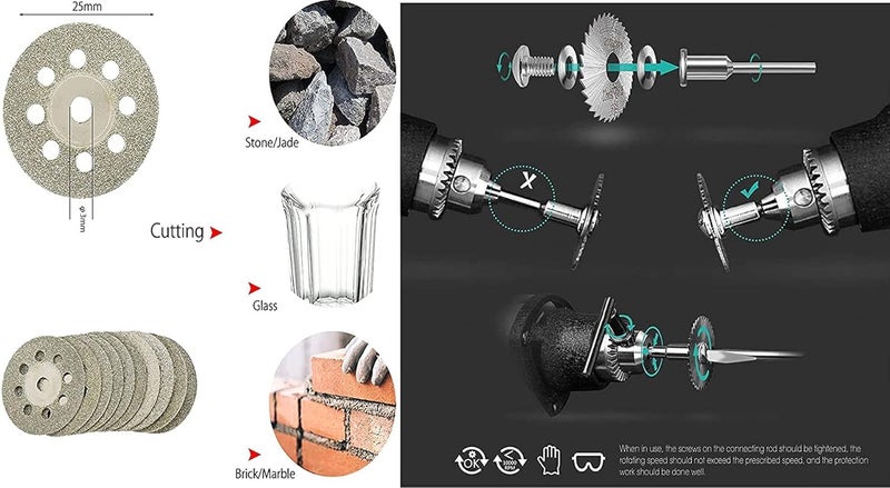 DIY Crafts DIY Crafts CTDIYHI23224 Diamond Cutting Discs Wheel Drill Bit Cutting Wheel Set for Rotary Tool Cutter Kit with Mandrels  - Image 3