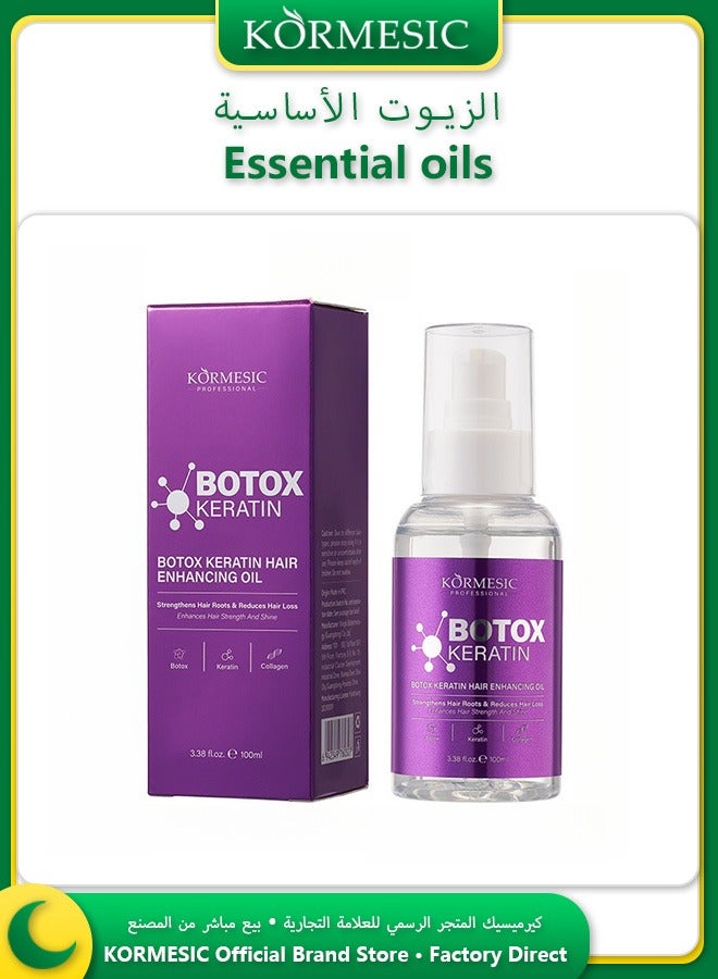 Kormesic كيراتين بوتوكس كورميسيك، زيت بوتوكس كيراتين لتعزيز الشعر، زيت شعر فاخر 100 مل مع مضخة لتغذية وإصلاح خفيف الوزن وغير دهني - Image 1