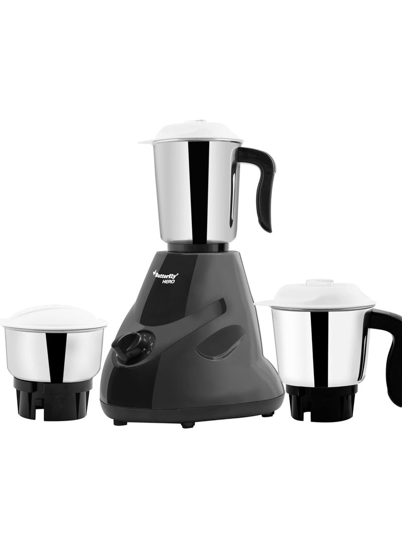 باترفلاي خلاط ومطحنة باترفلاي هيرو ٥٠٠ واط مع ٣ أوعية | أوعية متعددة الاستخدامات من الفولاذ المقاوم للصدأ | هيكل ABS | حماية من الحمل الزائد للمحرك | ضمان لمدة عام من الشركة المصنعة | رمادي - Image 1
