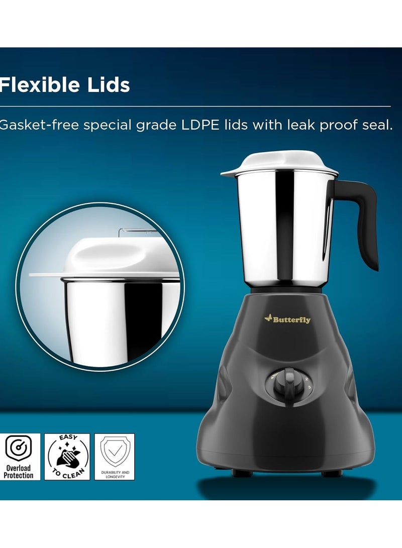 باترفلاي خلاط ومطحنة باترفلاي هيرو ٥٠٠ واط مع ٣ أوعية | أوعية متعددة الاستخدامات من الفولاذ المقاوم للصدأ | هيكل ABS | حماية من الحمل الزائد للمحرك | ضمان لمدة عام من الشركة المصنعة | رمادي - Image 2