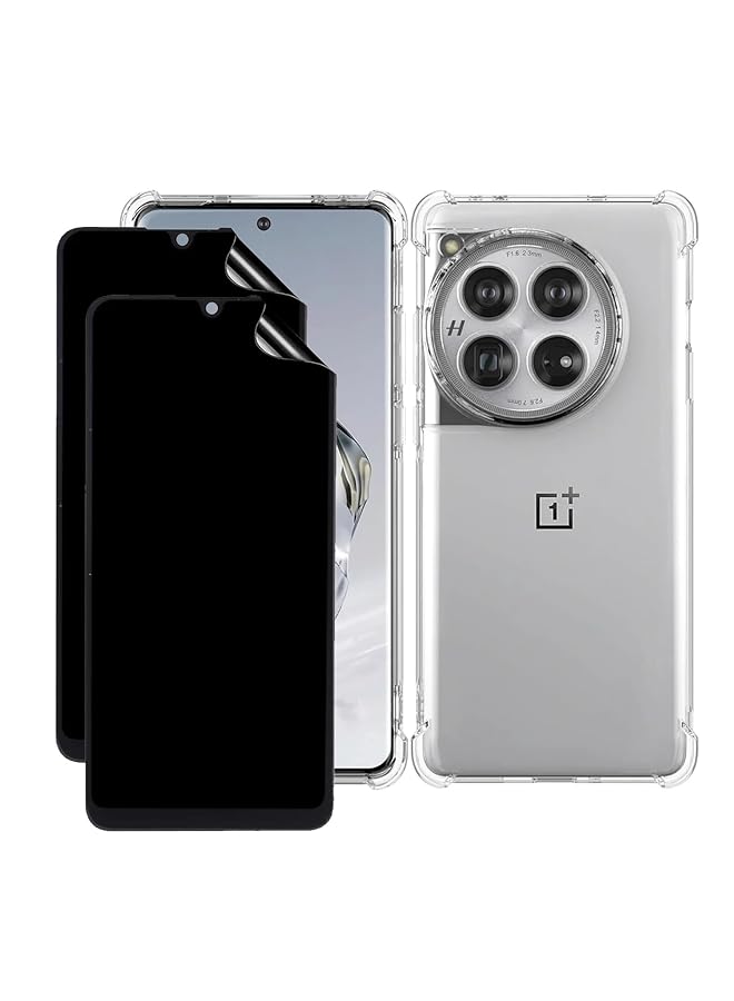 1 Plus 2 Pack Compatible With Oneplus 12 5G Privacy Screen Protector And Case Clear Transparent Cover Hd Full Screen Soft Film Anti Shatter Clear - Image 1