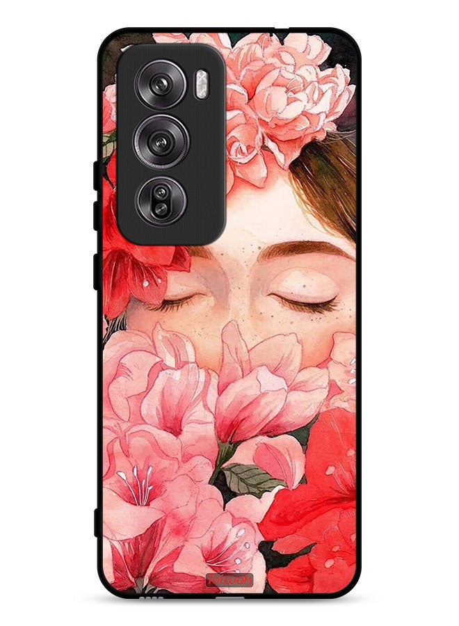 Tolwak Oppo Reno12 Pro 5G Protective Case Cover Girl Face Hide In Flowers Art  - Image 1
