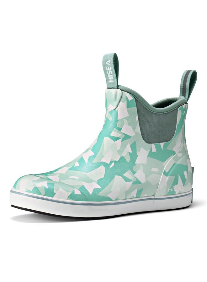 Hisea Women's Ankle Rain Boots, Rubber Fishing Deck Boots, Garden Boots for Women Waterproof, Blue Camo Size 8 - Image 1