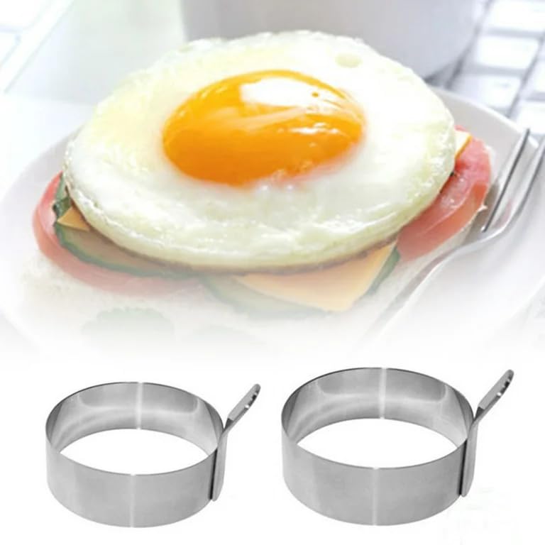 Printtech Stainless Steel Egg Ring with Handle, 15 cm, Round Cooking Mould (Pack of 02)  - Image 4