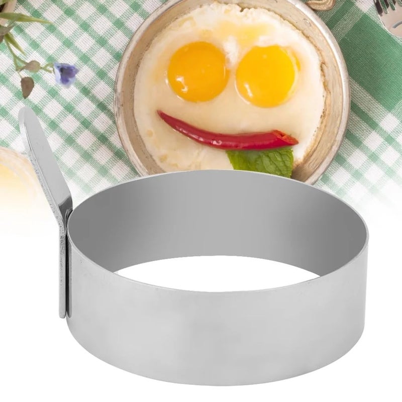 Printtech Stainless Steel Egg Ring with Handle, 15 cm, Round Cooking Mould (Pack of 02)  - Image 2