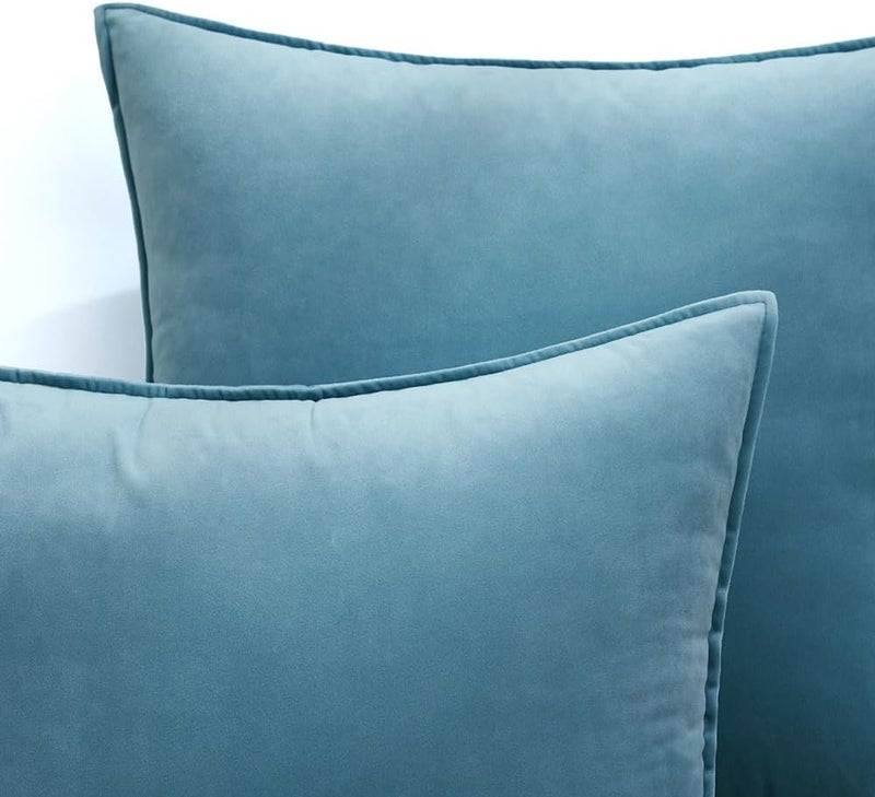MIULEE Pack of 2 Decorative Velvet Throw Pillow Covers Soft Pillowcase Cozy Soft Square Cushion Coverss Case for Sofa Couch Bedroom Home Decor 26x26 Inch Light Blue - Image 2