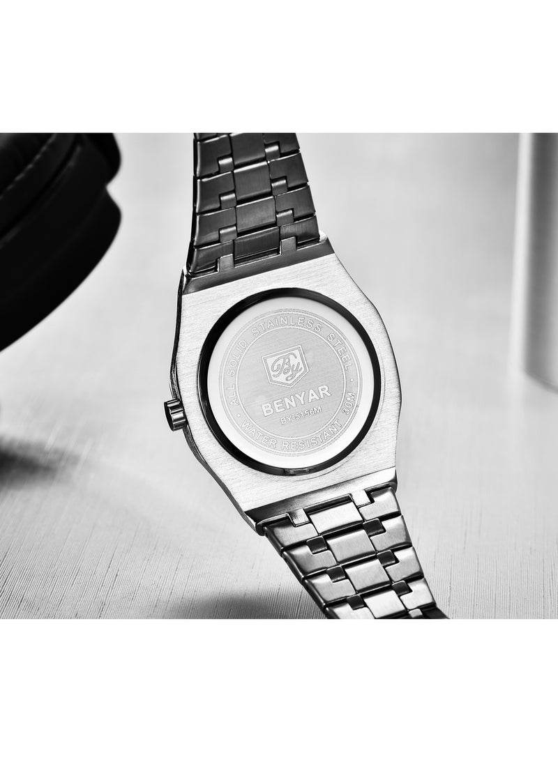BENYAR - Watches for Men Watch Luxury Stainless Steel Quartz Waterproof Watch 5156 - Image 1