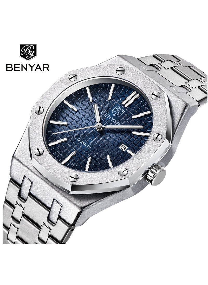 BENYAR - Watches for Men Watch Luxury Stainless Steel Quartz Waterproof Watch 5156 - Image 1