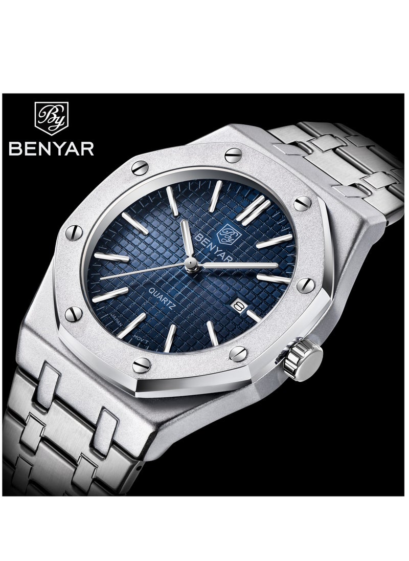 BENYAR - Watches for Men Watch Luxury Stainless Steel Quartz Waterproof Watch 5156 - Image 1