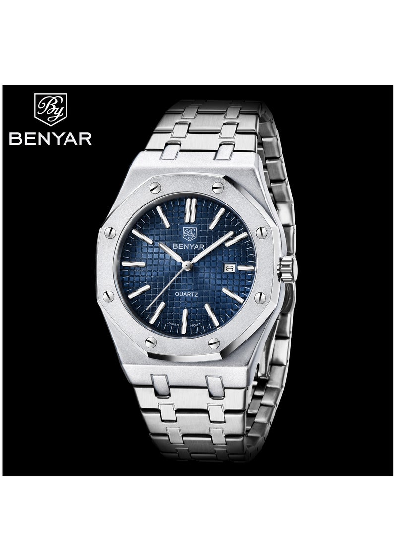 BENYAR - Watches for Men Watch Luxury Stainless Steel Quartz Waterproof Watch 5156 - Image 1