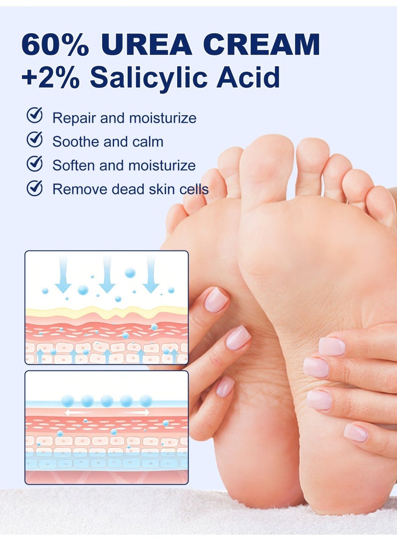 MOOYAM 60% Urea Cream with 2% Salicylic Acid Maximum Strength Treatment Soothes Softens Moisturizes and Lightens Heels Elbows and Hands for Rough Thick Dry and Cracked Skin 150g - Image 2