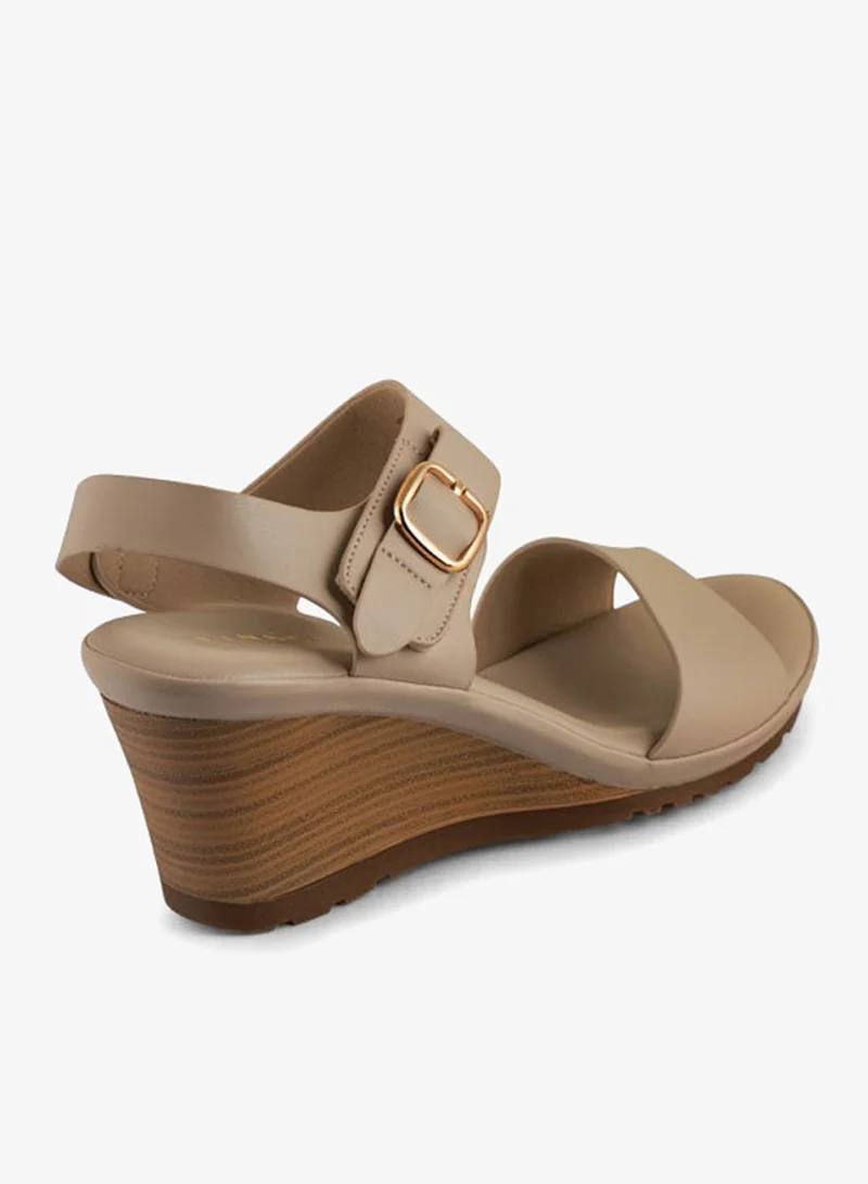 Vincci Taupe Women Ankle Strap Wedge Sandals for Women | Best Price UAE