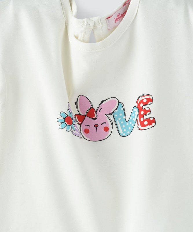 JELLIENE GIRLS GRAPHIC PRINT RUFFLE SLEEVE TOP - Image 3