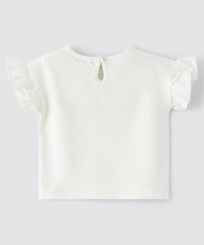 JELLIENE GIRLS GRAPHIC PRINT RUFFLE SLEEVE TOP - Image 2