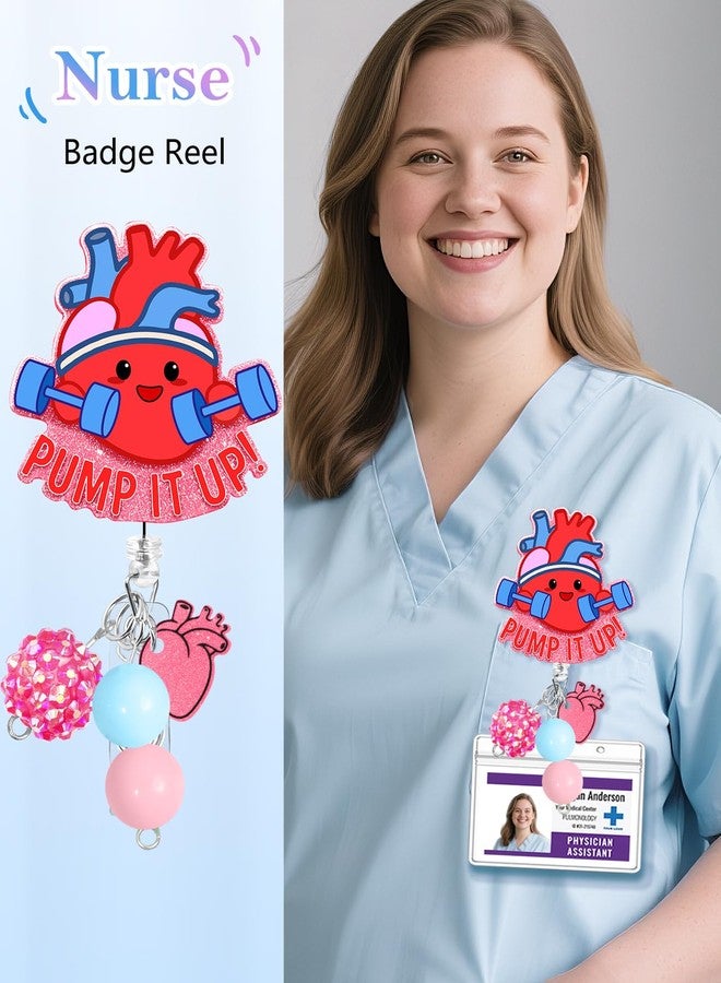 Besoar Nurse Badge Reel Retractable - Cute Heart Badge Reel Nursing, Beadable Badge Holder with Alligator Clip, Office Medical Worker Pediatric Student Nurse ID Badge Clip Accessories Gifts - Image 2