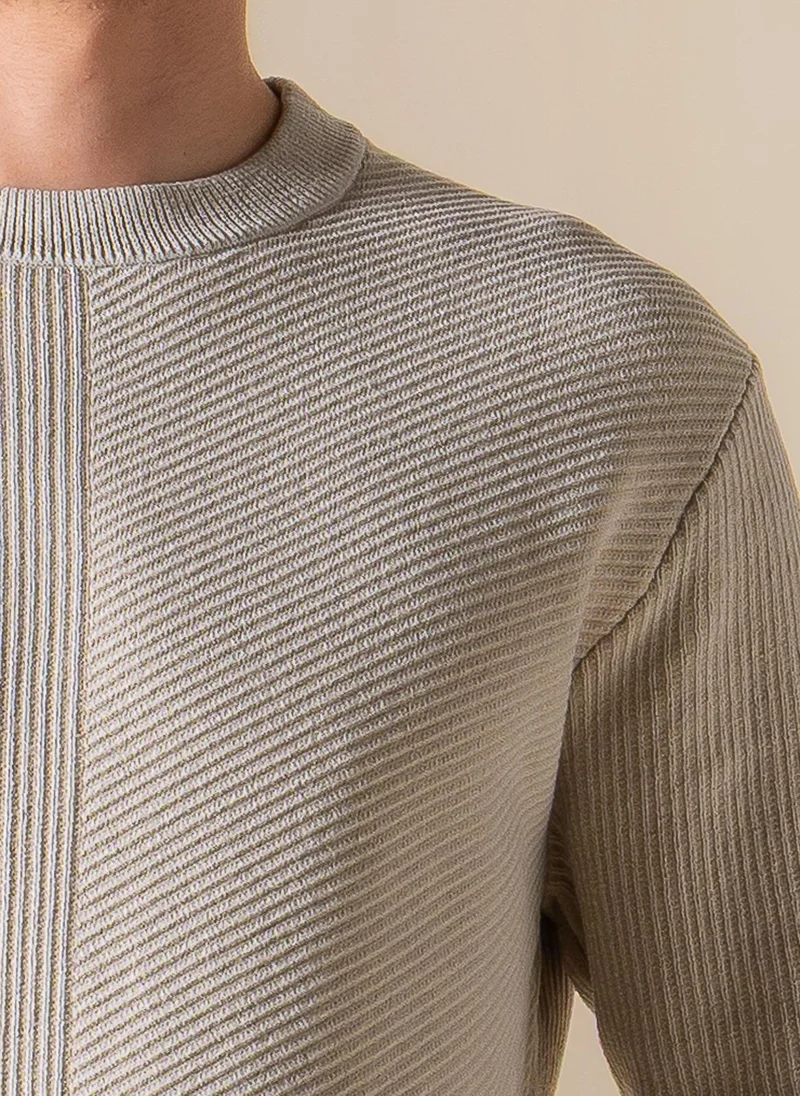 Shapes Beige TEXTURED COMFORT SWEATER for Men | Best Price UAE