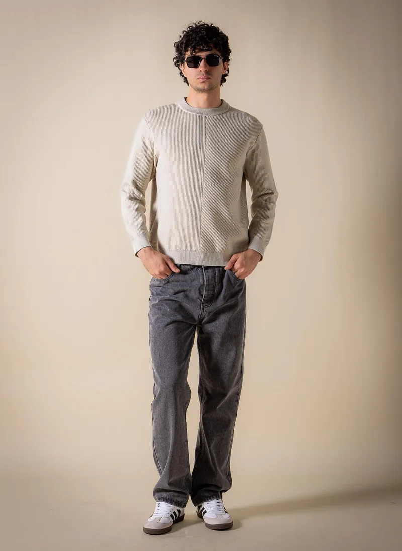 Shapes Beige TEXTURED COMFORT SWEATER for Men | Best Price UAE