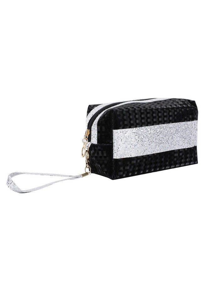 FabSeasons Small Handy Toiletry/Cosmetic/Travel/Makeup Bag/Pouch With Bling For Women Black - Image 4