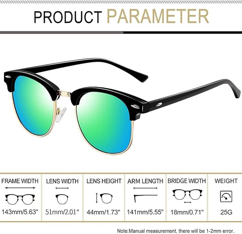Joopin Rectangular Sunglasses for Men Women Polarized UV Protection, Vintage Classic Square Half Frame Sun Glasses - Image 4