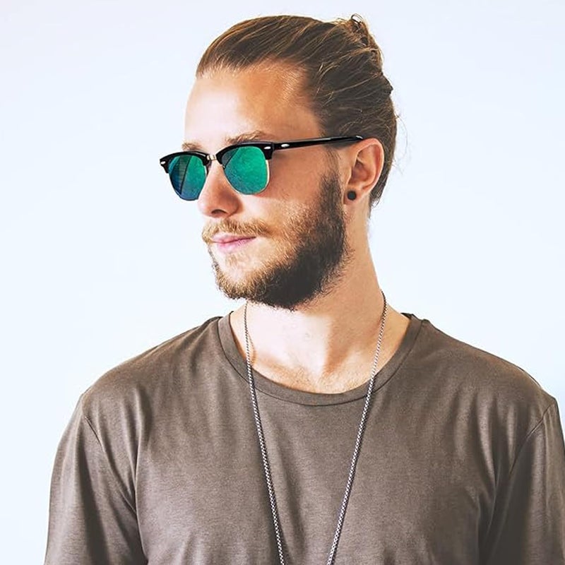 Joopin Rectangular Sunglasses for Men Women Polarized UV Protection, Vintage Classic Square Half Frame Sun Glasses - Image 2