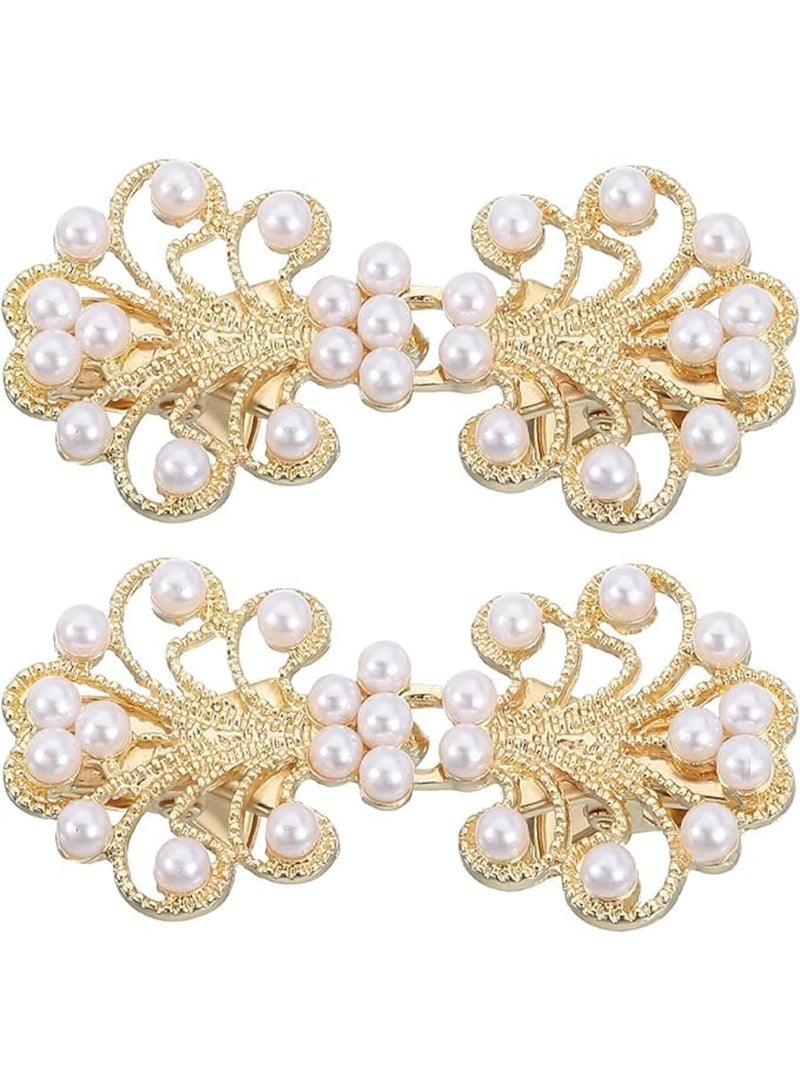 SYOSI Vintage Sweater Clips, Retro Cape Cloak Clasp, Cardigan Shawl Collar Brooch Clip for Women, Sweater, Shawl, Coat or Dress Fastener, Durable Metal Clips for Casual Wear, Office or Party (Gold, 2 Pcs) - Image 1