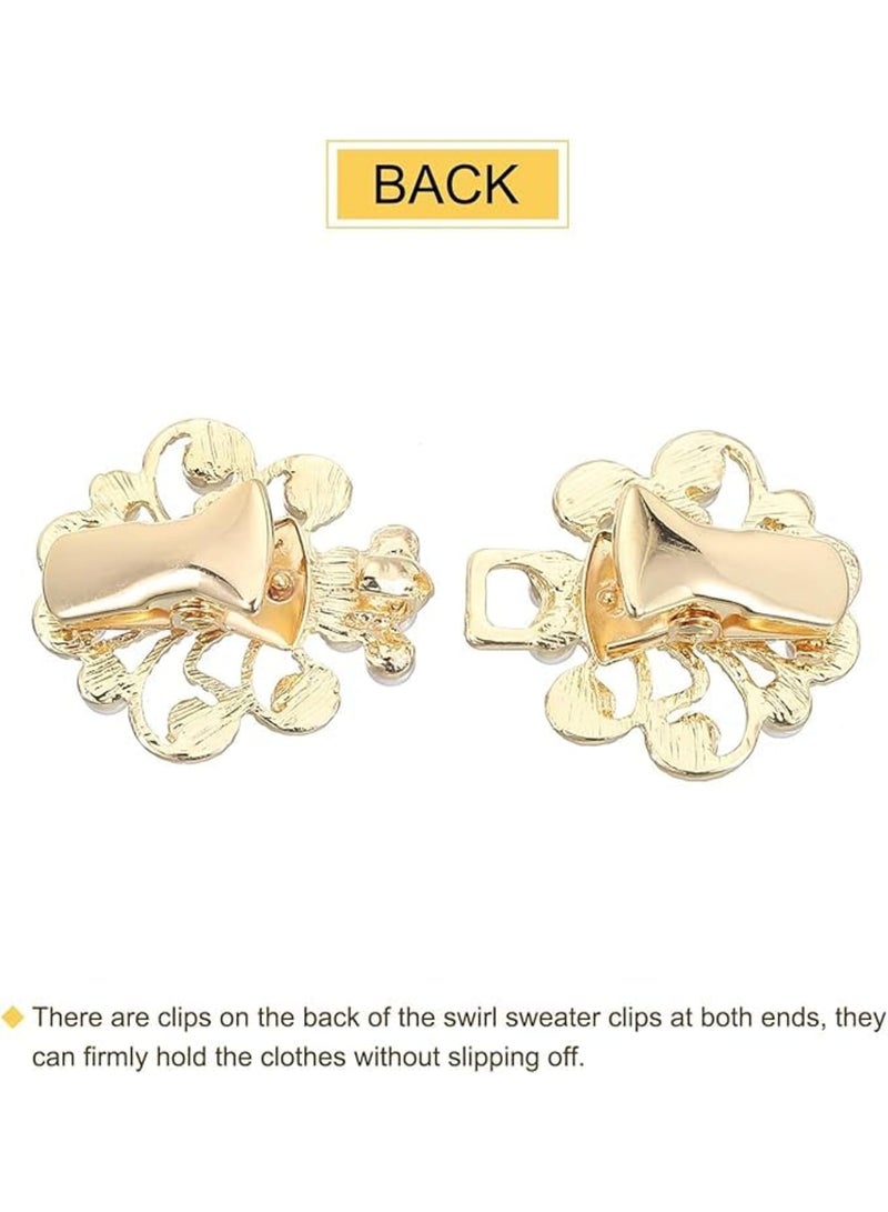 SYOSI Vintage Sweater Clips, Retro Cape Cloak Clasp, Cardigan Shawl Collar Brooch Clip for Women, Sweater, Shawl, Coat or Dress Fastener, Durable Metal Clips for Casual Wear, Office or Party (Gold, 2 Pcs) - Image 3
