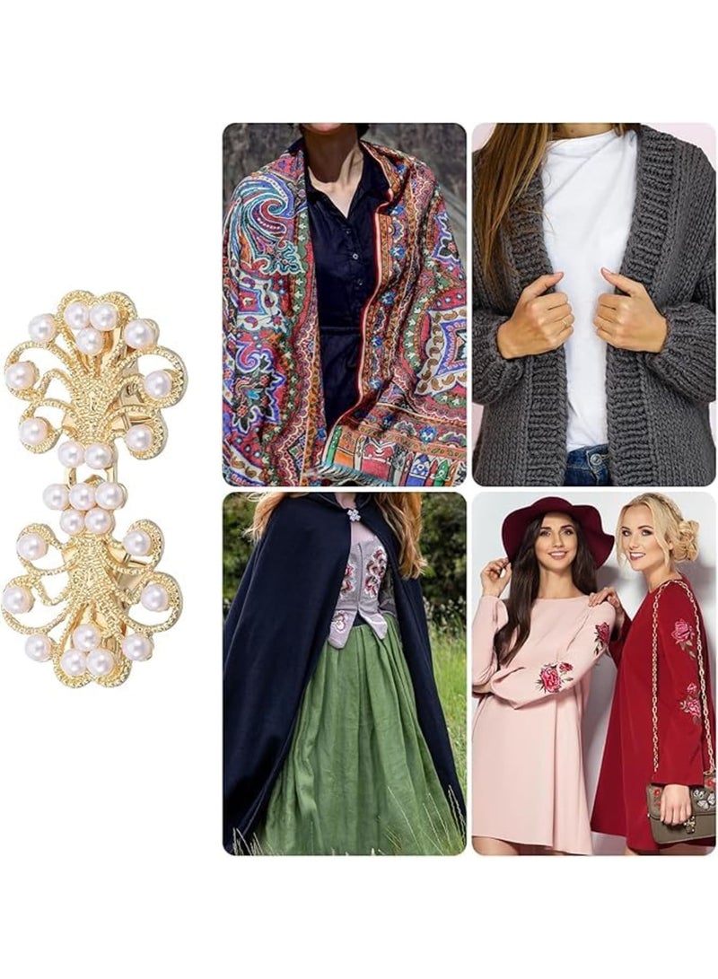 SYOSI Vintage Sweater Clips, Retro Cape Cloak Clasp, Cardigan Shawl Collar Brooch Clip for Women, Sweater, Shawl, Coat or Dress Fastener, Durable Metal Clips for Casual Wear, Office or Party (Gold, 2 Pcs) - Image 5