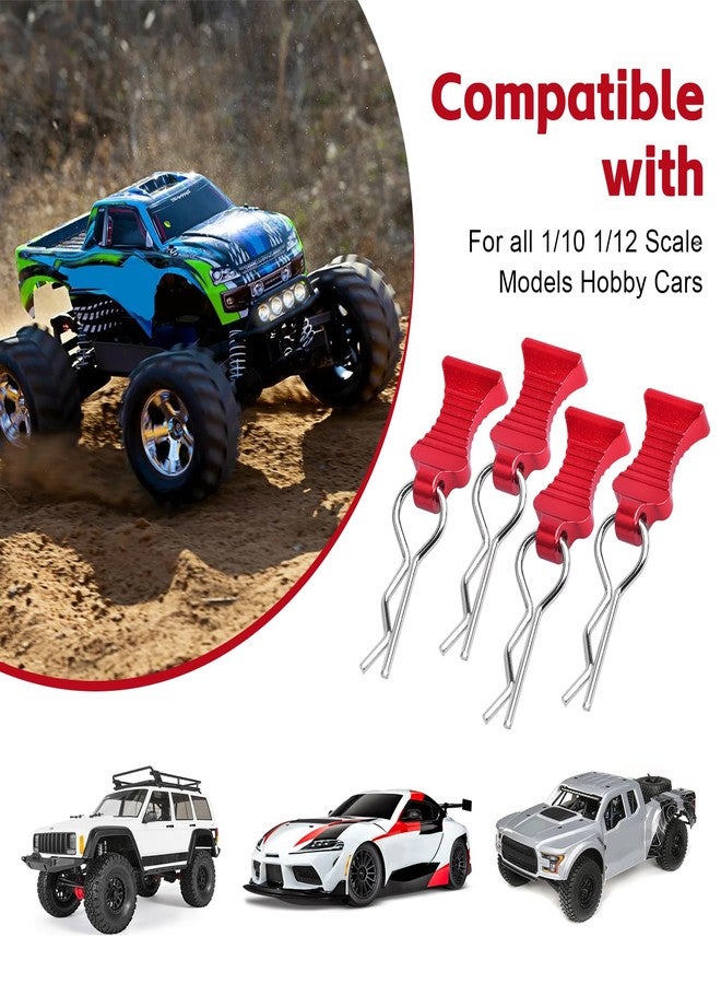 دبابيس تثبيت هيكل السيارة RC بمقياس 1/10 مع ألسنة سحب لسيارات Traxxas TRX4 و Axial SCX10 و Redcat RC، بديل لأعمدة تثبيت الهيكل، عبوة من 4 قطع (أحمر) - Image 4
