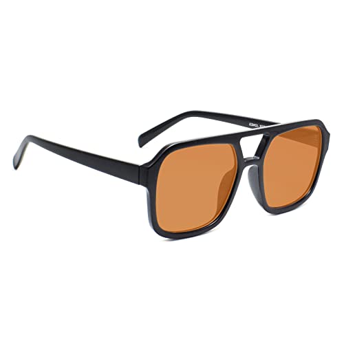 Peter Jones UV Protected Stylish Unisex Large Aviator Sunglasses (98062BW), Black - Image 1