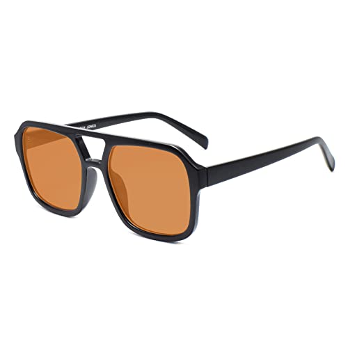 Peter Jones UV Protected Stylish Unisex Large Aviator Sunglasses (98062BW), Black - Image 2