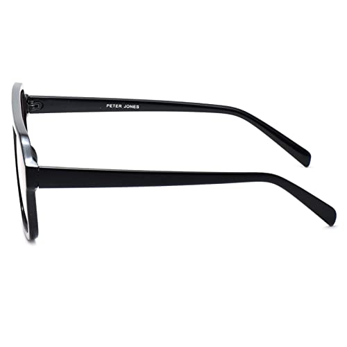 Peter Jones UV Protected Stylish Unisex Large Aviator Sunglasses (98062BW), Black - Image 5