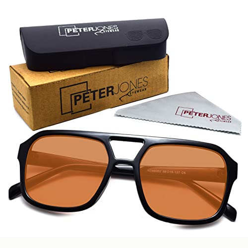Peter Jones UV Protected Stylish Unisex Large Aviator Sunglasses (98062BW), Black - Image 4