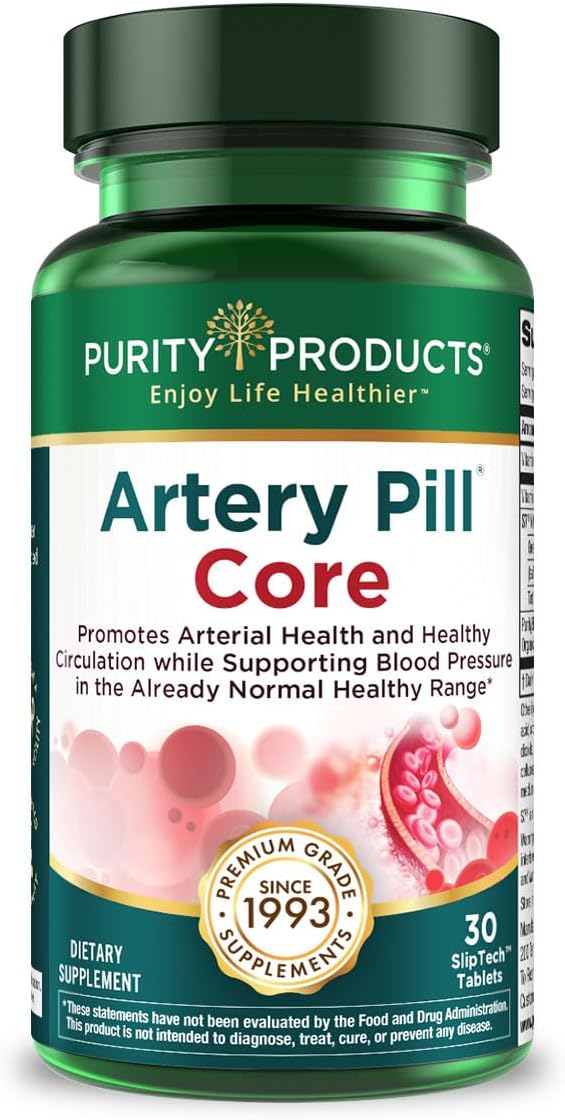 Purity Products Artery Pill Core from MK7 Vitamin K2 PlantBased S7 Nitric Oxide Booster Vitamin D3 Organic Blueberries  Promotes Arterial Health  Cardiovascular Function  30 Count - Image 1