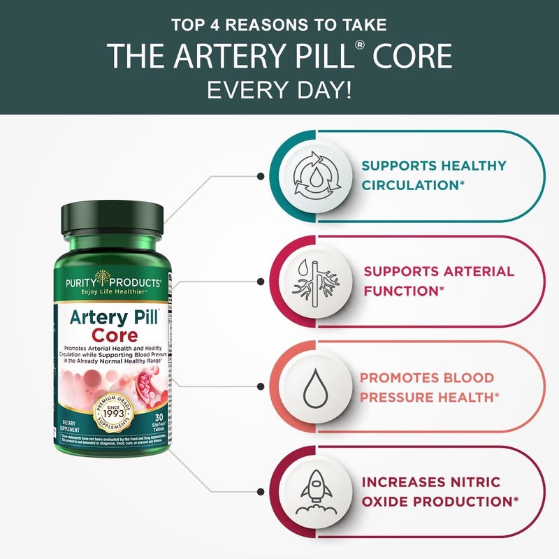 Purity Products Artery Pill Core from MK7 Vitamin K2 PlantBased S7 Nitric Oxide Booster Vitamin D3 Organic Blueberries  Promotes Arterial Health  Cardiovascular Function  30 Count - Image 3