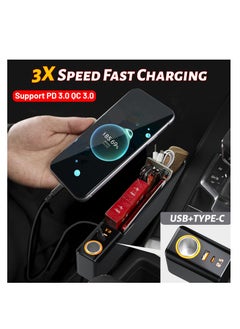 Excefore Car Seat Gap Filler Organizer,  2 Pack Multifunctional Auto Console Side Storage Box, 52W Charging Car Organizer and Storage Box, for Car Organizer Front Seat, Black  - Image 3
