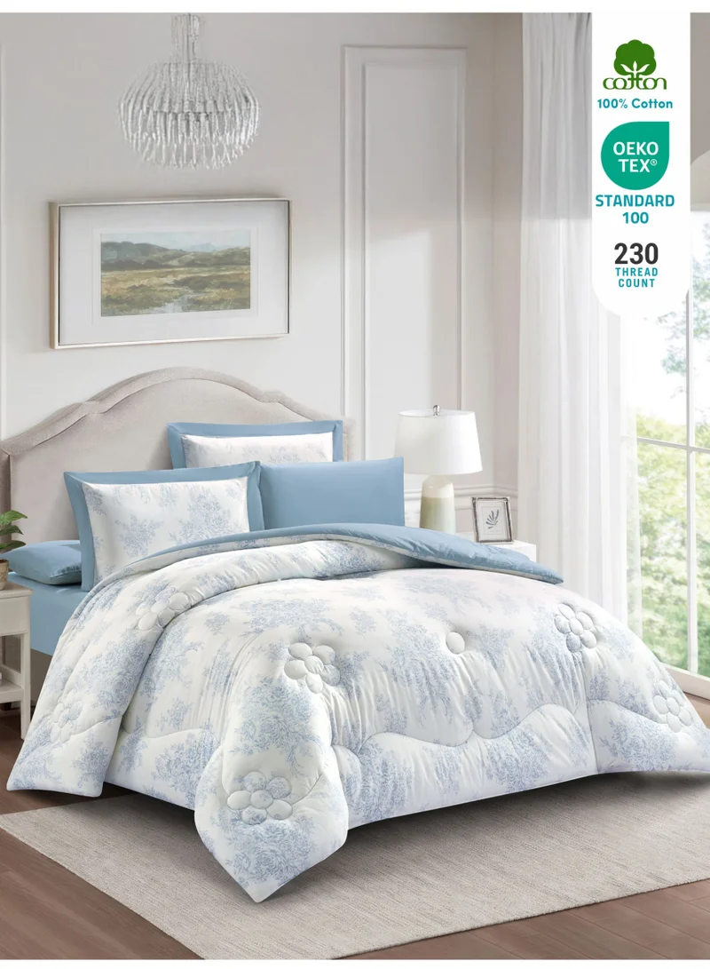 دوناتيلا طقم مفرش ناتشورال كولكشن مشجر 6 قطع مقاس مزدوج 200×200 قطن طبيعي 230 غرزة