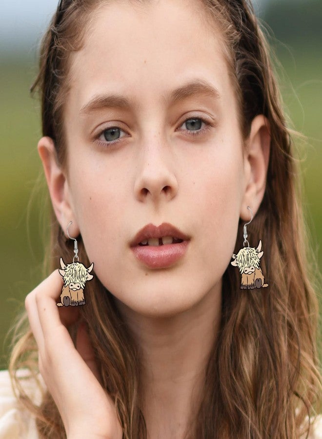 Whaline 5 Pairs Highland Cow Acrylic Earrings Cute Cow Dangle Earrings Decorative Drop Earrings for Women Girls Jewelry Party Gift Accessories Supplies - Image 5